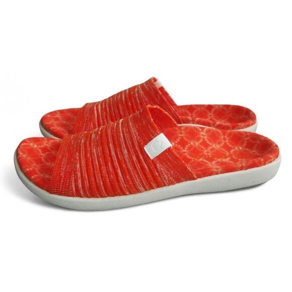 Spenco Odessa Fauna Orthopedic Slide Sandals Orange / White Women's 9B - Picture 2 of 10